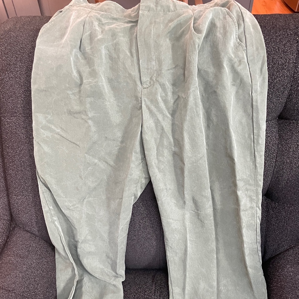 Army green size 10 petite trousers-soft feel to material- just too big for me